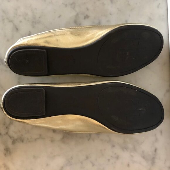 RALPH LAUREN Abigale Leather Gold Flat 8.5 B - Picture 6 of 14